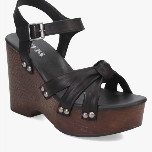 KORKS Womens Dawson Black Faux Leather Top Knot Wedge Sandals Sandals New - Picture 2 of 8